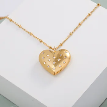 

Zirconia Locket Heart Long Chain Pendant Necklace OL Designer T Show Runway Gown Sweety Boho Amazing Jewelry