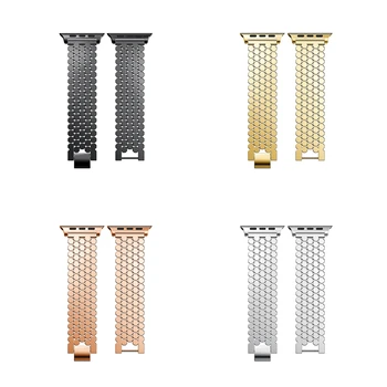 

For Apple Watch Series 5 4 3 2 1 38-44mm Stainless Steel Watch Band Luxury Scales Shape Replacement Metal Strap New Arrivals