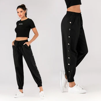 

2020 New Side Button Decoration Lace Casual Pants European And American Women's Women's Ins Explosion Models Overalls Women