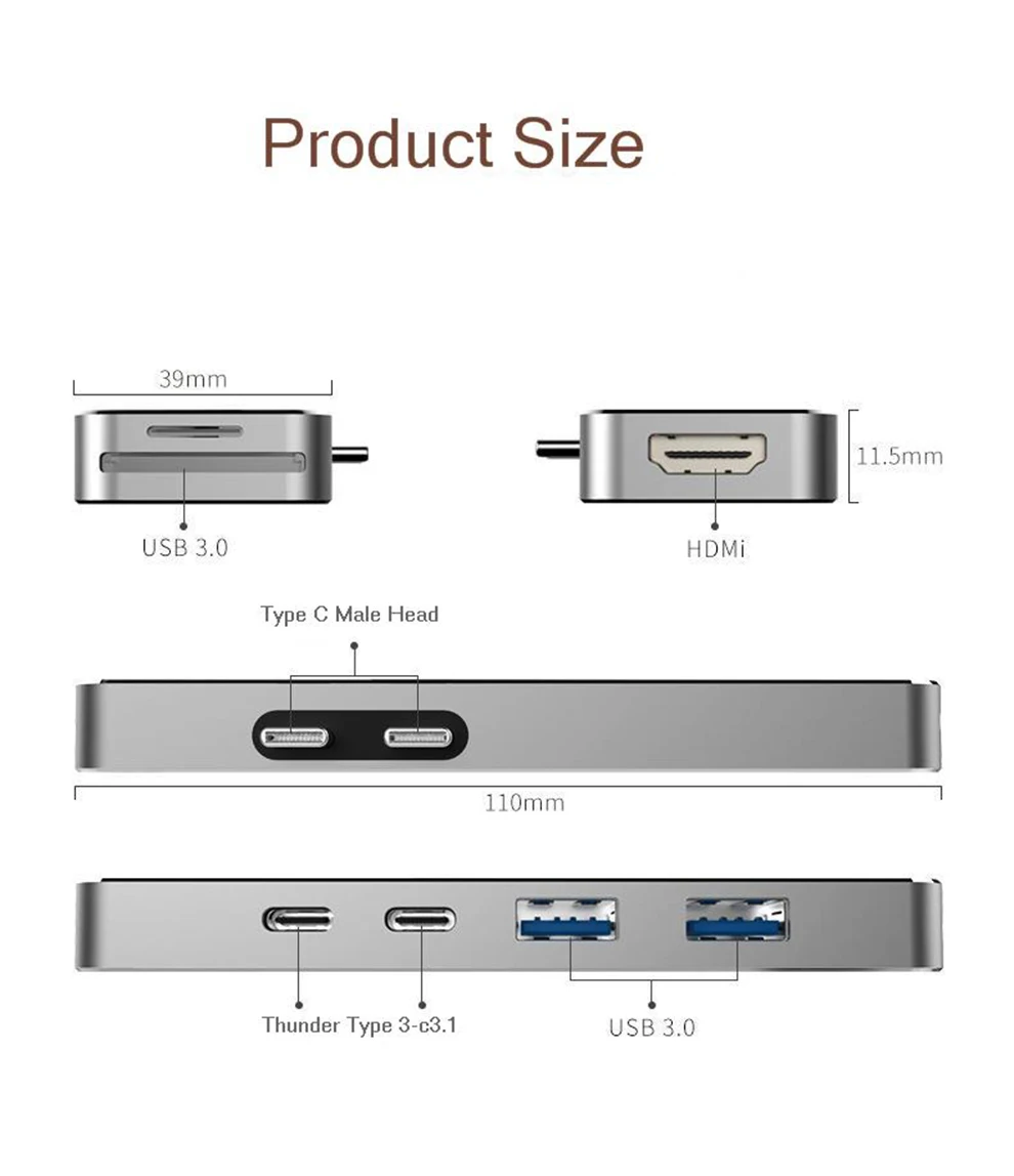 SeenDa Многофункциональный usb-концентратор type-C разветвитель USB 3,0 HDMI адаптер док-станция для MacBook Pro Аксессуары USB-C type C концентратор