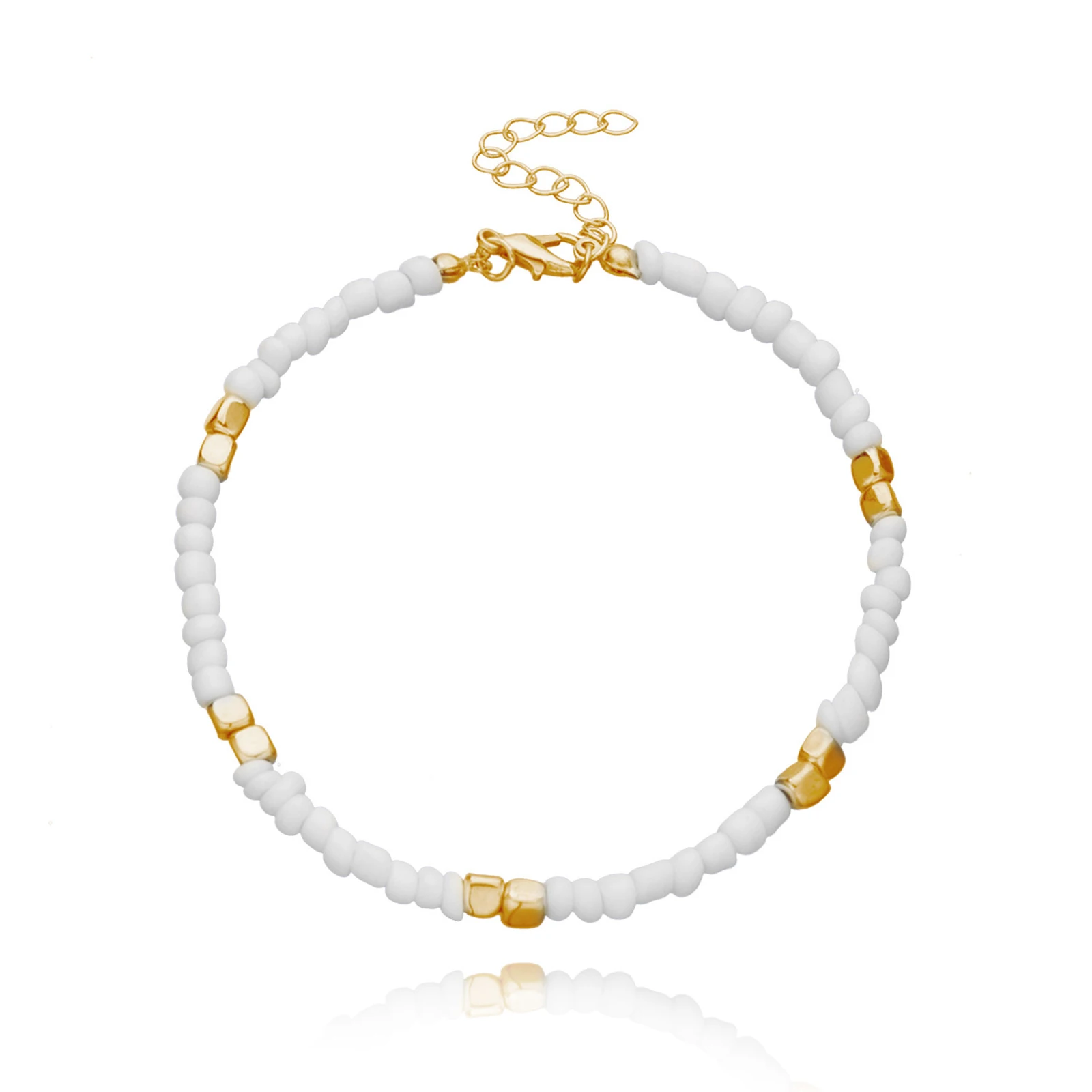 Beads Anklet Bohemian Colorful Glass Beaded Anklet For Women Handmade 21cm 1 Piece