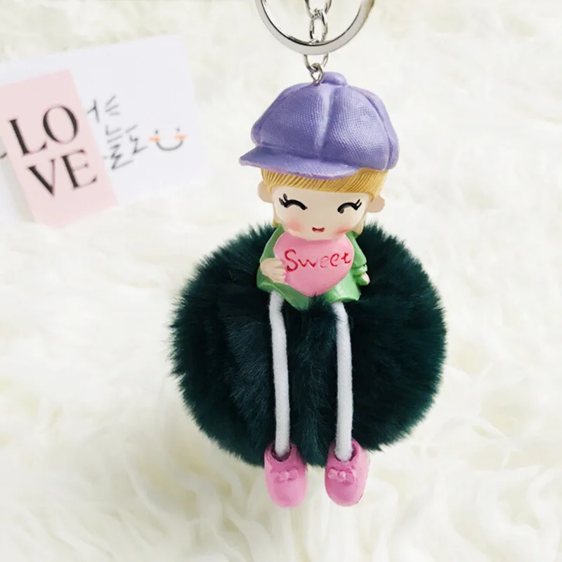 Kawaii милые Креативные в мультяшном стиле керамическая висячая кукла имитация кролика волосы мяч автомобиль брелок Висячие пары пара сумок подвеска - Цвет: 14