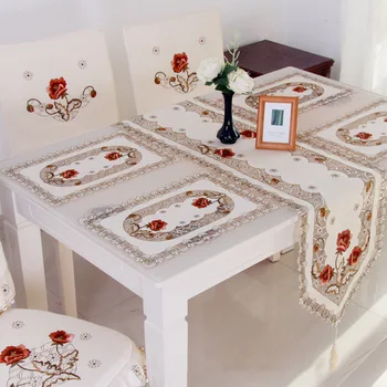 

Feiqiong New Floral Table Runner Flag Shaped Embroidered Flower Coffee Tea Desk Tablecloth Placemat Decor Stylish Table Runner