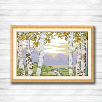 

Birches in the summer decor painting DMC 14CT 11CT Cross Stitch kits embroider needlework Sets Handmade Art chinese cross stitch
