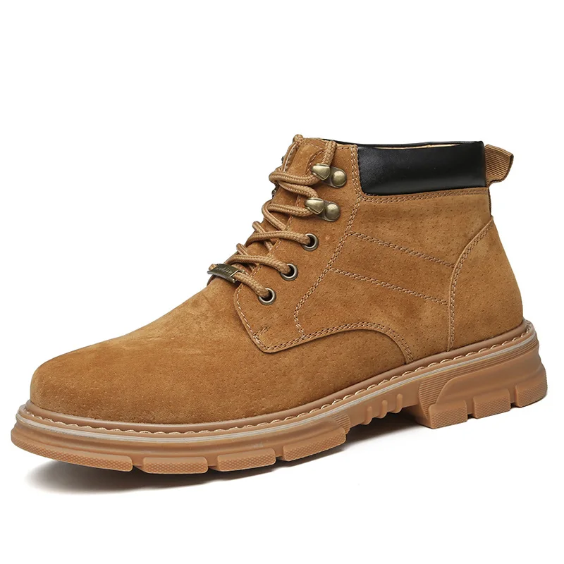 

British designer mens casual cowboy boots natural leather shoes spring autumn ankle boot platform short botas hombre chaussures