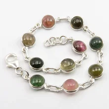 Натуральный турмалиновый браслет недорогой драгоценный камень ювелирные изделия серебро