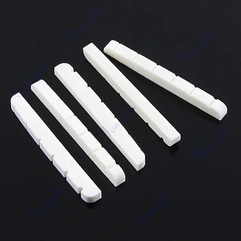 

5 Pieces Curved Unbleached Slotted Bone Nut Flat Bottom For Fender Strat new