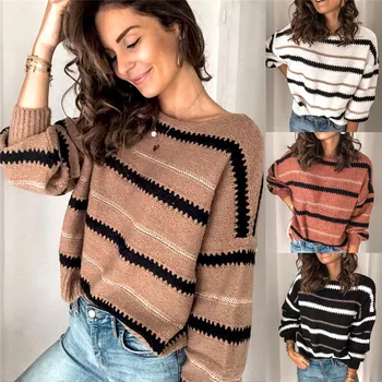 

Women Autumn V-Neck Long Sleeve Sweater Loose Knit Pullover Sexy Jumper Tops