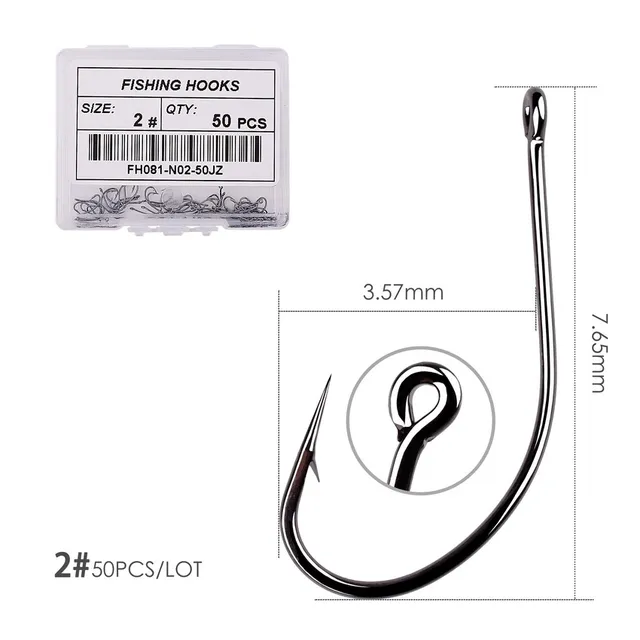 50pcs 10pcs Coating High Carbon Stainless Steel Barbed Carp Fishing Hooks Pack with Retail Original Box Fishing Hook Tackle Size 2 - 50pcs