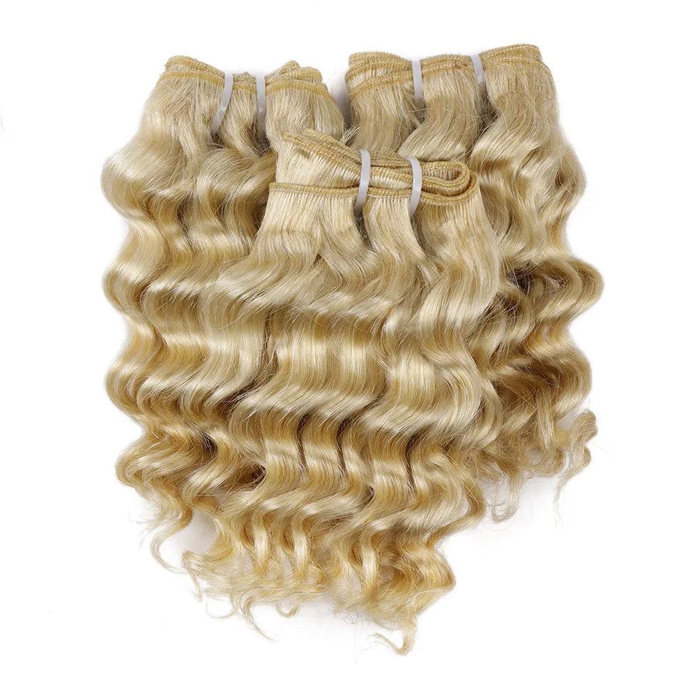 Real Beauty Deep Wave Ombre 1B/27 Remy Human Hair Bundles 50g Two Tone Honey Blonde 8&rdquo; Short Bob Style Brazilian Hair Weave