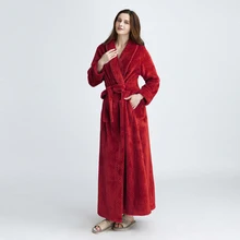 1 шт., фланелевые халаты для мужчин и женщин, осенняя Однотонная удлиненная мягкая зимний банный халат, удобная теплая пижама с длинными рукавами, ночная рубашка