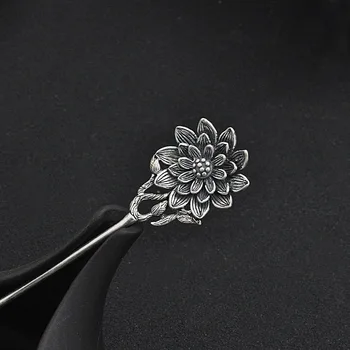 

Lotus Flower Hair Accessories for Women Wedding Black Thai Silver Sterling 925 Chinese Hair Sticks Pin Hair Jewelry