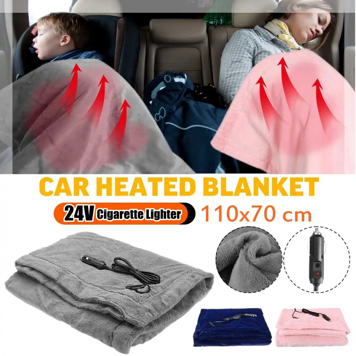 

110x70cm Car Electric Heated Fleece Blanket Warm Winter Cover Heater heating Pad Quilt For Drive Sleep Travel