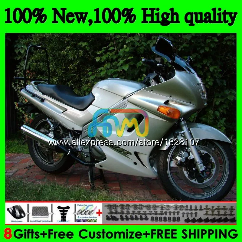 Корпус для KAWASAKI ZZR-250 ZZR 250 90-99 27BS. 12 ZZR250 90 91 92 93 94 99 серебристо-белый 1990 1991 1992 1993 1994 1999 комплект обтекателей