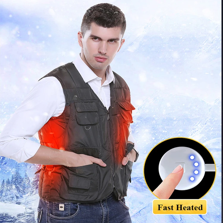 Мужская зимняя ветрозащитная теплая спортивная USB Батарея термостат