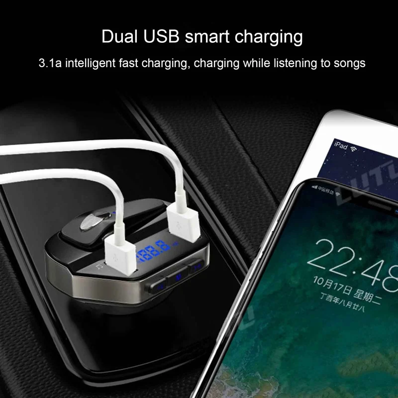 

USB Quick Charger New Bluetooth FM Transmitter Car Radio Adapter Wireless Earphone Auto Music Player Phone Call Handsfree
