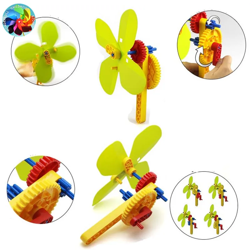 

Tracked robot windmill Building Blocks Educational Science Kits DIY Brick Toys Robotic fan Model children gift