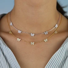 Новое поступление, милые красивые ожерелья в виде животных для женщин и девушек, минимальный Изящный Белый cz Шарм, ожерелье в виде бабочки, роскошное ювелирное изделие, подарок
