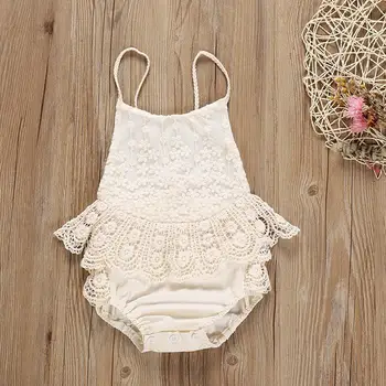 

Toddler Newborn Baby Girls Boys Lace Sleeveless Patchwork Ruffles Romper Jumpsuit Infant Backless Fashion Romper Clothes