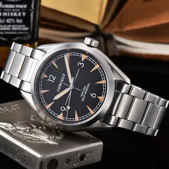 

Corgeut 41mm men clock black dial Automatic Mechanical Sapphire crystal bracelet mens wristwatch luxury top brand