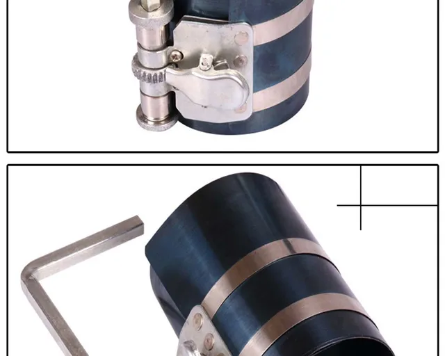 Piston Ring Compressor Tool Set With Plier & 14 Bands - Cylinder Installer Kit In Box