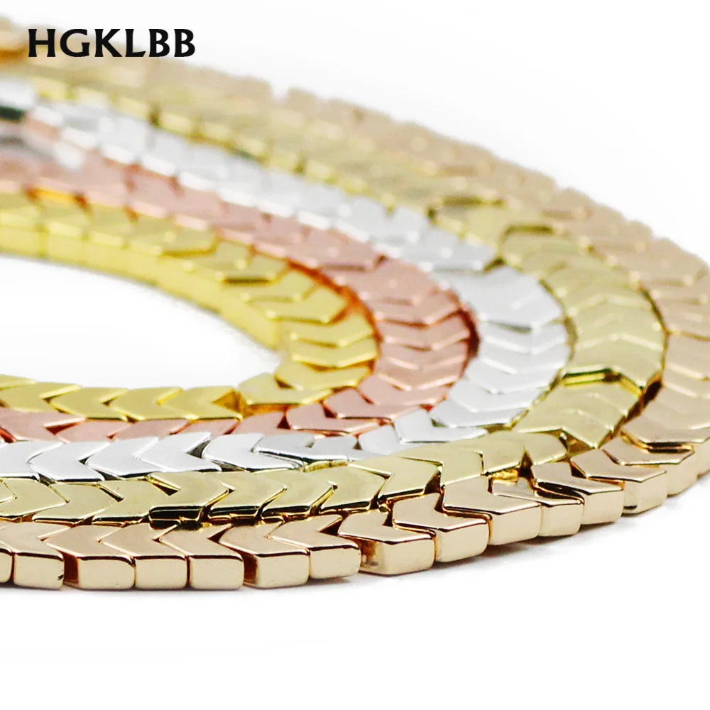 HGKLBB 6X3mm бусины из натурального камня в форме стрелок золота гематитовые для