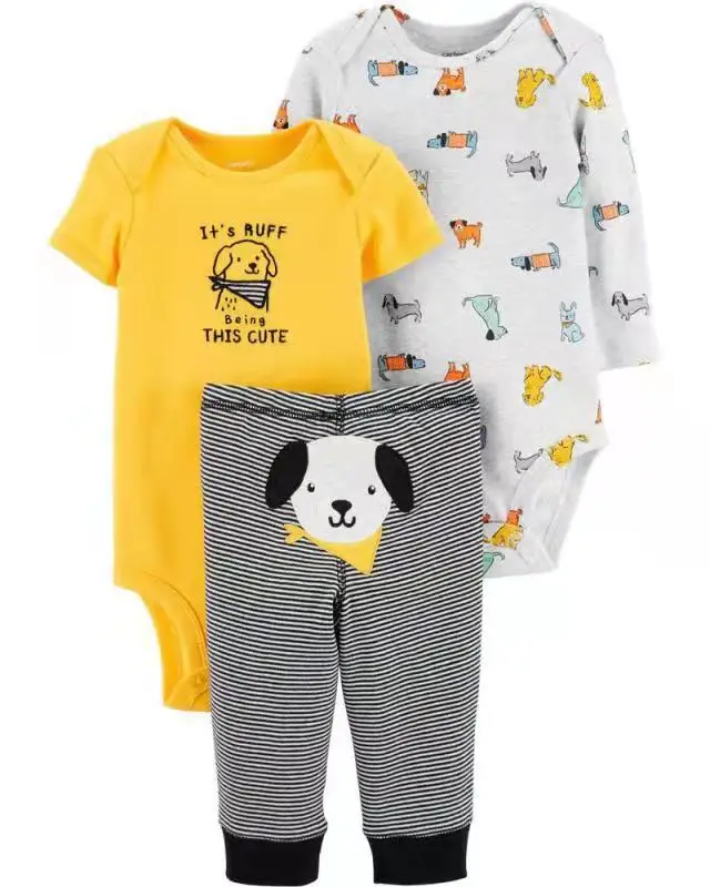 Baby Boy Girl Clothes Cartoon Set Long Sleeve O-Neck Bodysuit+Pants Newborn Clothing Unisex New Born Costume Cotton 2021 baby dress and set Baby Clothing Set