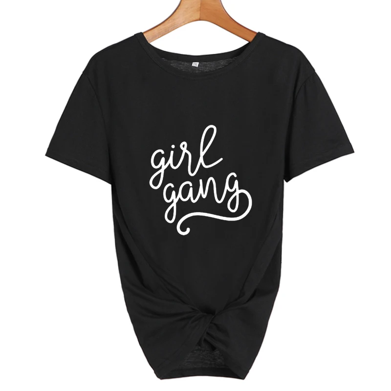 Gril/Gang Tumblr Футболка женская одежда уличная Панк Harajuku женских топы с принтами футболка черная, белая футболка Femme