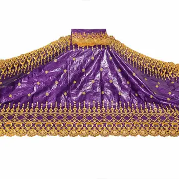 

African bazin riche fabric with brode Latest fashion embroidery bazin lace fabric with net lace aroma 5+2 yards ! WX72659