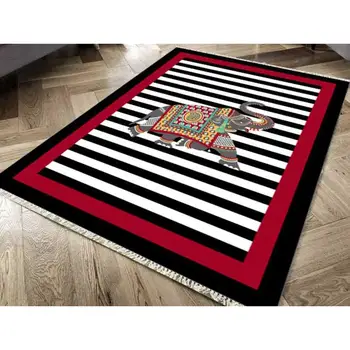 

Slip-resistant Outsole Digital Print Velvet Carpet Elephant Red 100x200 cm