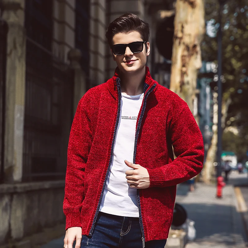 New Casual Cardigan Sweater 2019 Autumn Winter Men Zipper Men Winter Fashion Solid Pockets Knit Outwear Coat Sweater Men MWK008