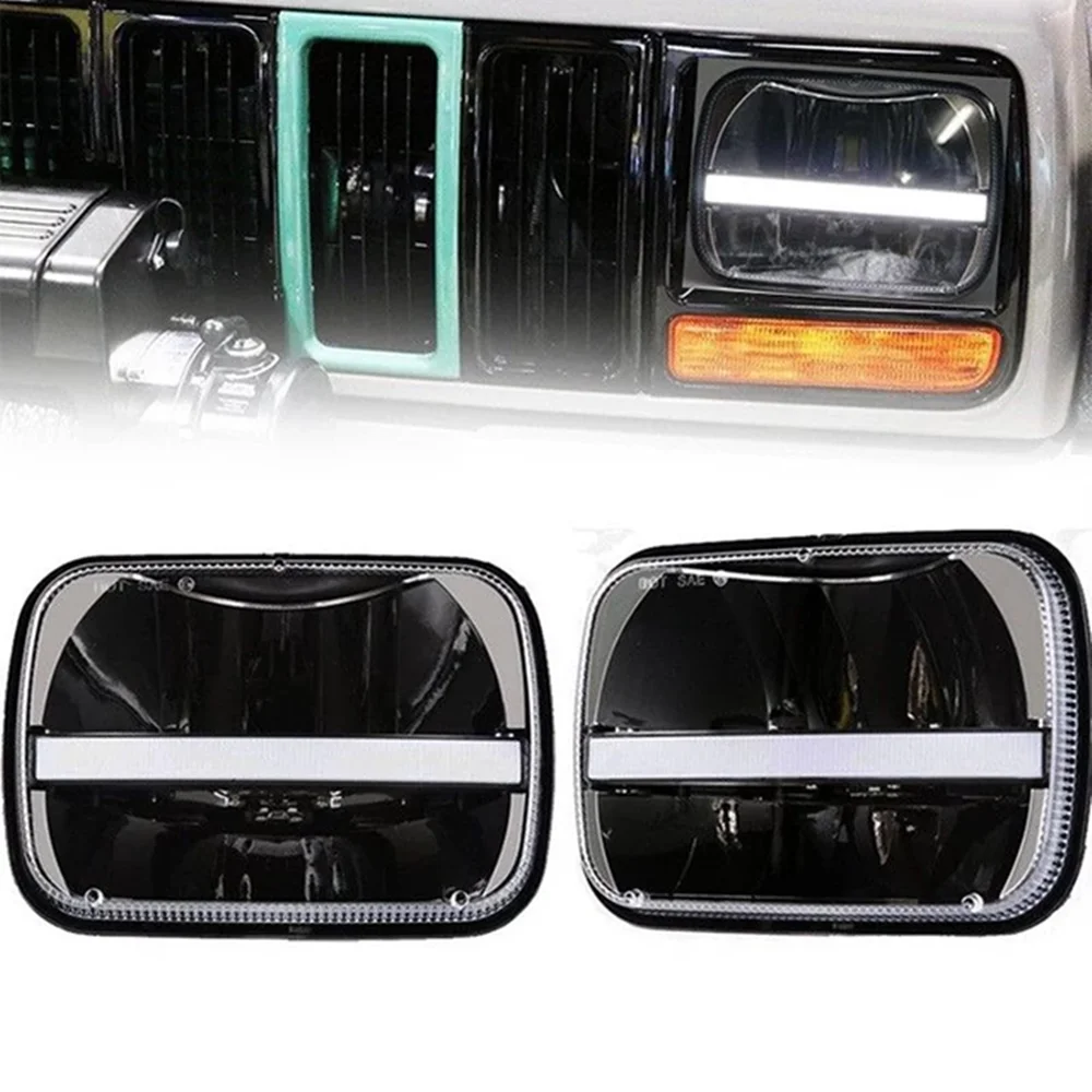 5x7 Inch Led Truck Headlight 6x7" high Low Beam With DRL square For Jeep Cherokee XJ Trucks 5x7" Square Headlamp | Автомобили и
