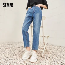 

FAKUNTN Jeans Women Loose Straight Pants 2021 Spring New Cropped Small Pants Slim Daddy Pants Demin Ladies