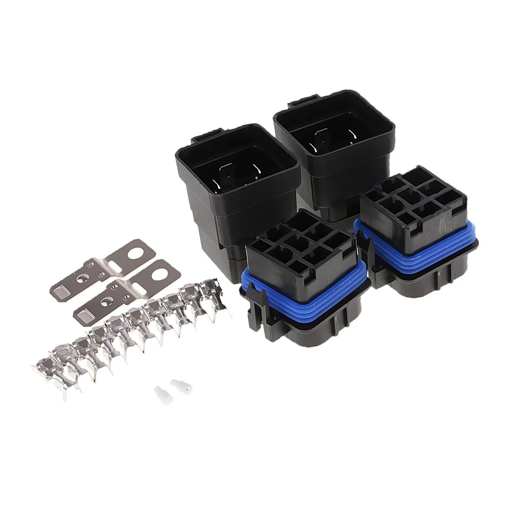 4 Set Of Mounting Automotive Motorcycle Boat Relay Base Holder 4 Pin 40A 12V