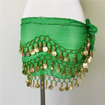 

Women Tone Coins Waist Chain Wrap Adult Dance Wear Belly Dance Hip Scarf Accessories 3 Row Belt Skirt With 95 Gold bellydance