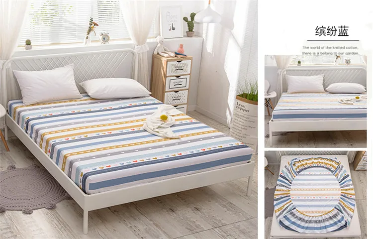 Description Picture 4 of itemKuup New 1pc Pure Cotton Soft Fitted Sheet Luxurious Double Queen King Size Bed Sheet with Elastic Bottom Sheet Cotton For Adult