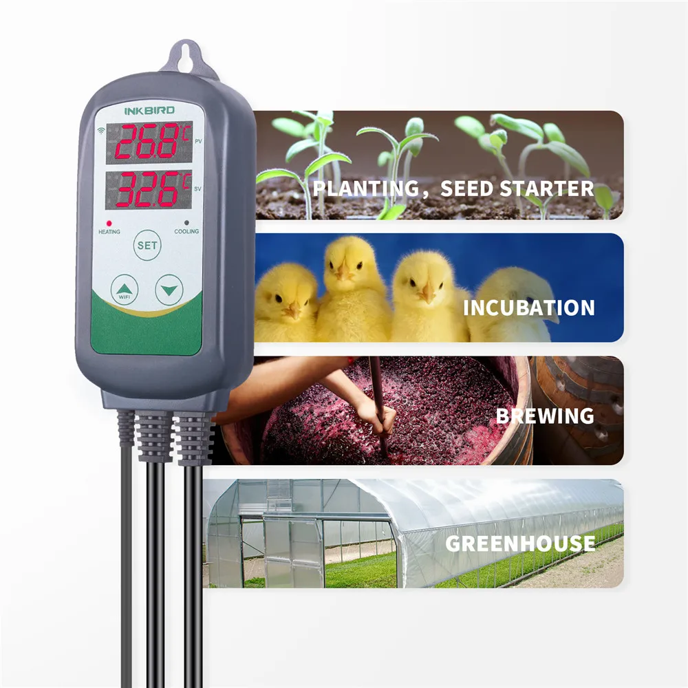 ITC-308 WIFI 이중 기능 자동 온도 컨트롤러 및 IHC-200 WIFI 습도 컨트롤러, 가정 양조 수족관용