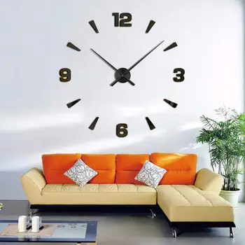 

New Modern Large 3D Mirror Surface Wall Clock Sticker Home Office Room DIY Decor