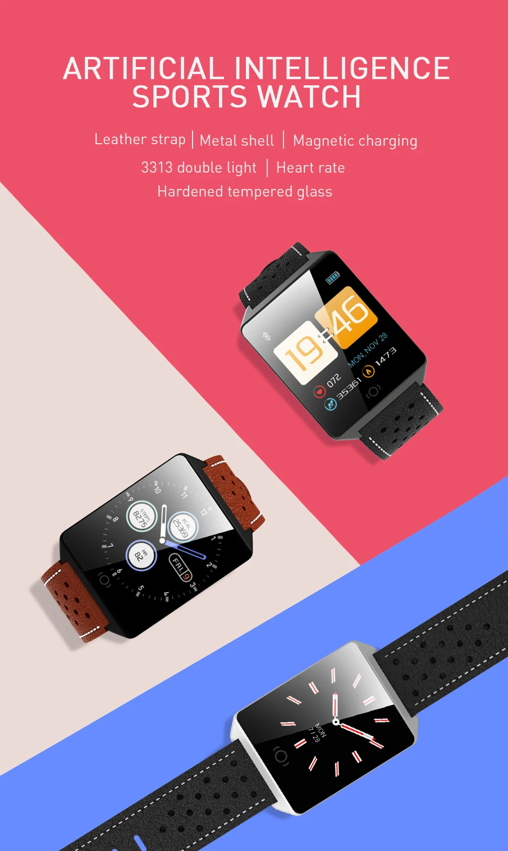 CK19 Smartwatch IP67 Waterproof Wearable Device Bluetooth Pedometer Heart Rate Monitor Color Display Smart Watch For AndroidIOS (1)
