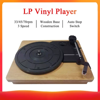 

Vintage Style Record Player for 33/45/78 RPM Vinyl Records 3 Speed with Wooden Base Portable LP Vinyl Player RCA Headphone Jack