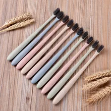 Портативная зубная щетка для путешествий, мягкая бамбуковая древесный уголь, пшеничный стебель, ручка для ухода за полостью рта, нано-антибактериальная зубная щетка, мини-головки для продажи