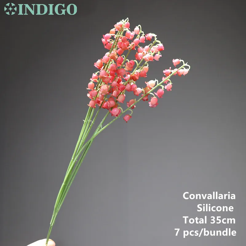 INDIGO-7pcs/Buandle белый Convallaria букет мини размер силиконовые в форме цветка Свадебный цветок для невесты стол центральный - Цвет: 7 Piece Pink