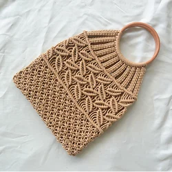 Summer Cotton Thread Bag Popular Casual Tote Female Bohemian Beach Bag Hand Made Women Handbags Vacation Rope Weaving Bag