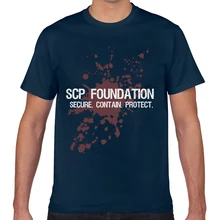 Tops camiseta para hombre scp foundation bloody splatter secure con cuello redondo Vintage Geek camiseta personalizada para hombre XXX