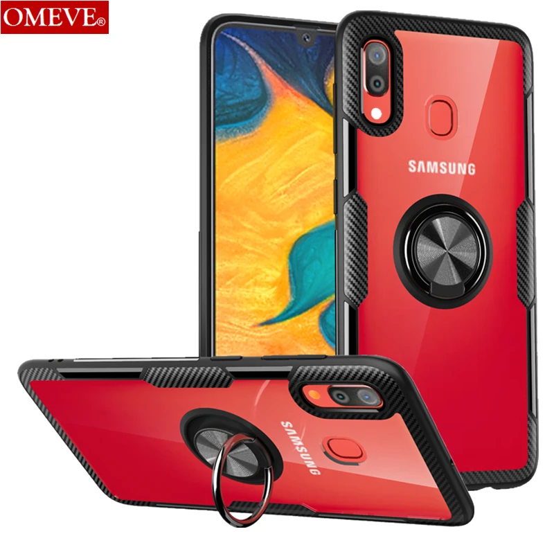 

OMEVE for Samsung Galaxy A30 Bumper Case with Ring Holder Silicone Frame Transparent Back Cover for Samsung A30 Case
