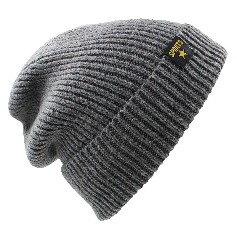 Серый ALTOBEFUN вязаные Skullies капот Шапки для мужские и женские шапочки Для мужчин теплая удлиненная пуховая мешковатые зимняя шапка Кепки искусственный мех вязаная шапка Для мужчин шапки бини шапки BHT044 - Цвет: Серый