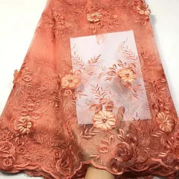

3d Lace Fabric 2019 High Quality Lace Latest African Laces Fabric With Beads Wedding Pink Nigerian French Lace Fabric M31583