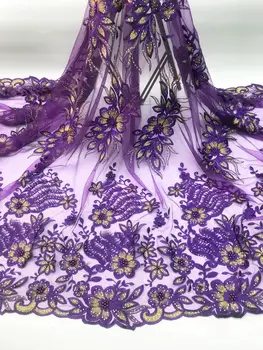 

High Quality African Beaded Lace Fabric Latest Nigerian Laces Fabrics Tulle Net with Stone for Party