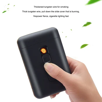 

Portable USB Electronic Cigarette Case With Double Arc Lighter 20pcs Cigarette Box Holder USB Charging Lighter Gadgets For Men