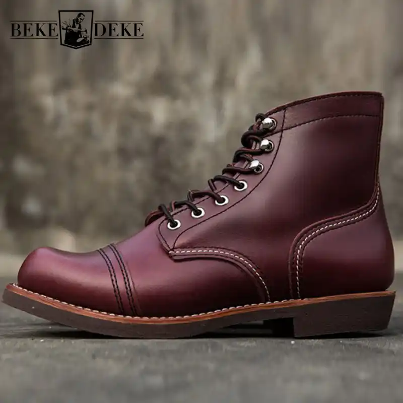 mens vintage leather lace up boots